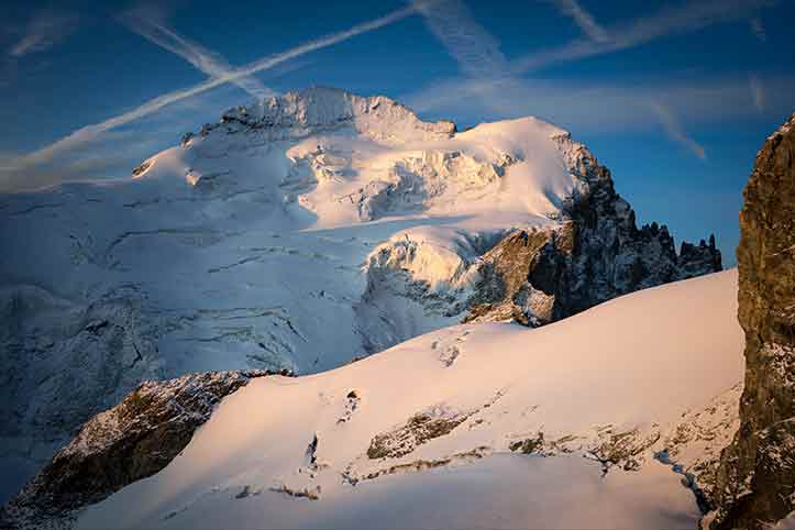 Alpinism, Barre des Ecrins from Roche Faurio
