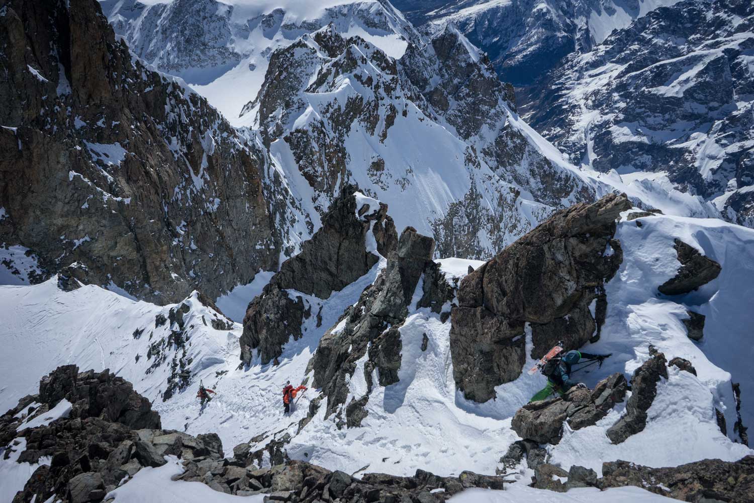 Ski mountaineering at Les Agneaux, Ecrins.