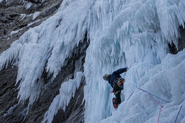 Les grandes voies en cascade de glace